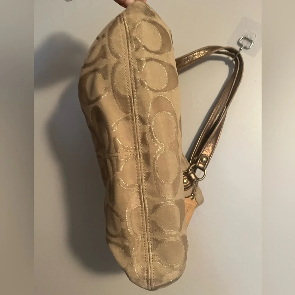 Coach Tan Signature Tote Bag Classic C Monogrammed Fabric
